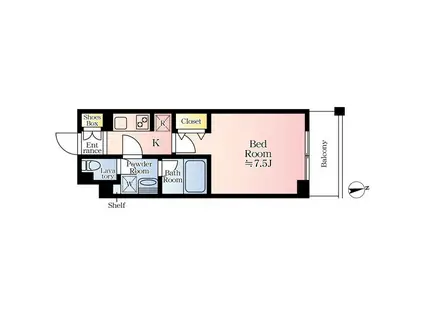 リージア新百合ヶ丘サウスコート(1K/4階)の間取り写真