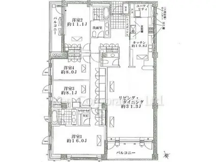 上原ガーデンズ(4LDK/2階)の間取り写真