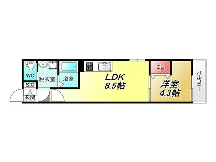 BADGE TOMOI EST II(1LDK/2階)の間取り写真
