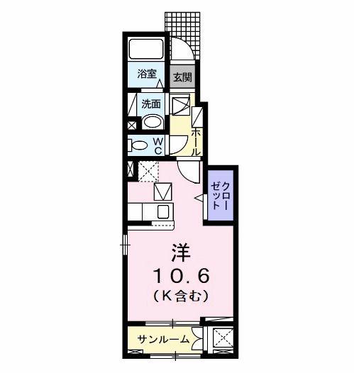 パークサイド白土II(ワンルーム/1階)の間取り写真
