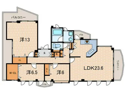 アルファーサ苦楽園(3LDK/3階)の間取り写真