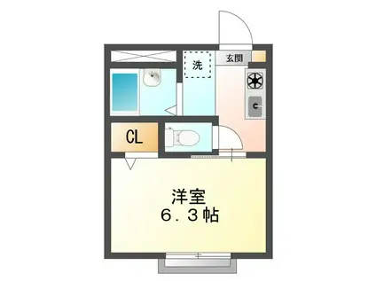 PORTOII(1K/1階)の間取り写真