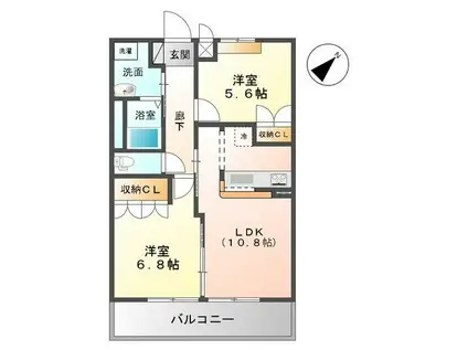 グラン・ウッドA(2LDK/2階)の間取り写真