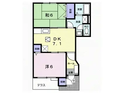 バウム野田(2DK/1階)の間取り写真