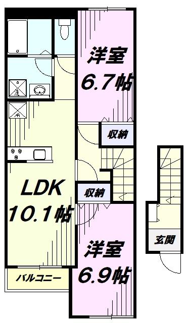 ハーモニー(2LDK/2階)の間取り写真