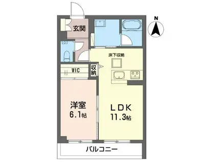 プレミアス幕張本郷(1LDK/1階)の間取り写真