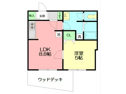 HB浜町II(1LDK/1階)の間取り写真