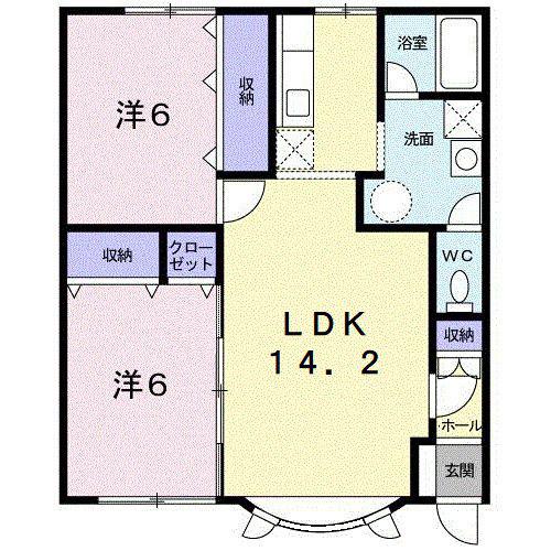 PARK喜多川C(2LDK/2階)の間取り写真