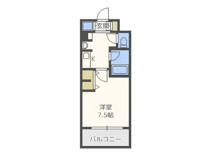 ジュネーゼ・グラン心斎橋東(1K/2階)の間取り写真