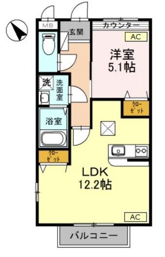 レオントポディウムII番館(1LDK/1階)の間取り写真