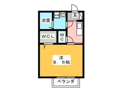 フルーレ(1K/1階)の間取り写真