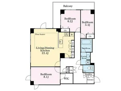 千石三丁目シティハウス(3LDK/3階)の間取り写真