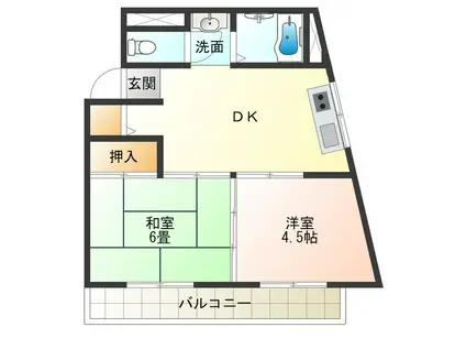 ディアーハイツ川口(2DK/6階)の間取り写真