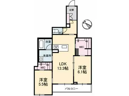 アルフラット サクラ(2LDK/2階)の間取り写真