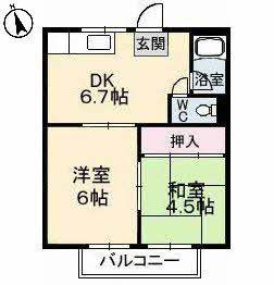 巻幡アパート(2DK/2階)の間取り写真