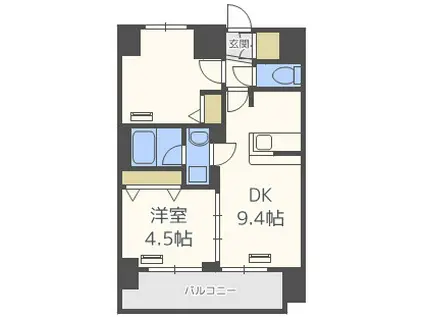 エステムプラザ難波ウエストII プレディア(2DK/15階)の間取り写真