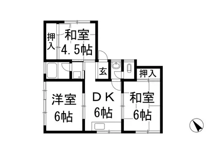 津田マンション(3DK/3階)の間取り写真