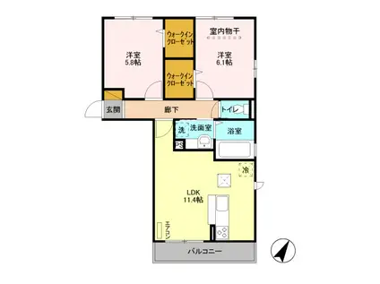 エスポワールI(2LDK/1階)の間取り写真