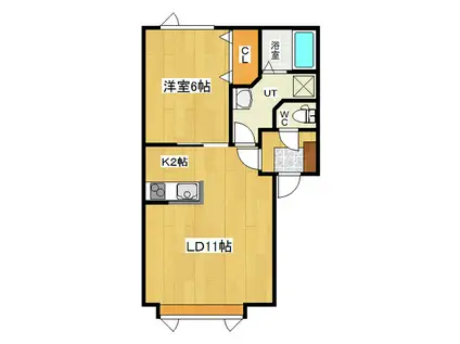 プランタン(1LDK/1階)の間取り写真