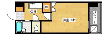 TRYビル(1K/6階)の間取り写真