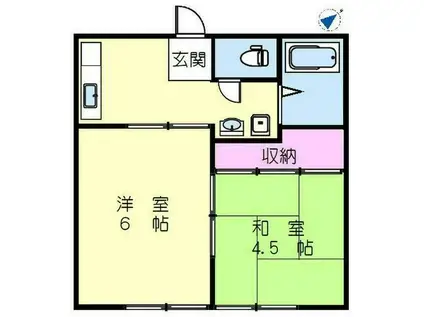 コーポ愛甲(2K/2階)の間取り写真