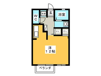 グラビスB(ワンルーム/1階)の間取り写真