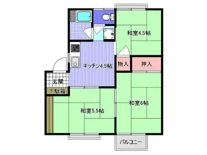 セジュールおたまや(3K/2階)の間取り写真