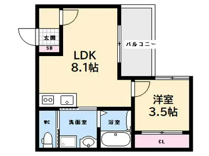 メイユールZAKI NO.12(1LDK/2階)の間取り写真