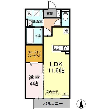 アクシス牛野谷(1LDK/1階)の間取り写真