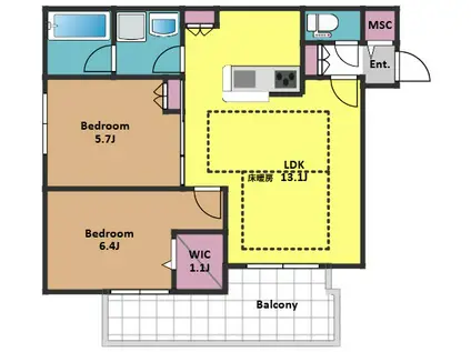 下目黒6丁目メゾン南棟(2LDK/2階)の間取り写真