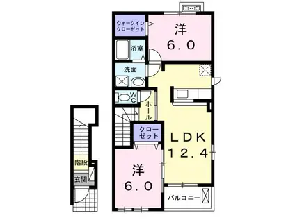 マミーハウスII A(2LDK/2階)の間取り写真