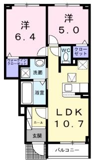 糸久レジデンス龍野 参番館(2LDK/1階)の間取り写真