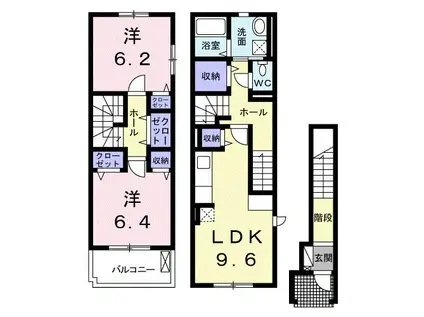 ベル・フルール(2LDK/2階)の間取り写真