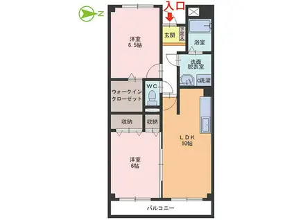 ウエスト・ヴァレー(2LDK/1階)の間取り写真