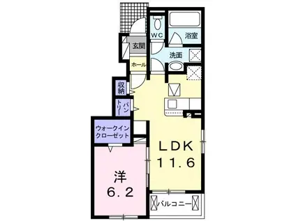 ソレアード(1LDK/1階)の間取り写真