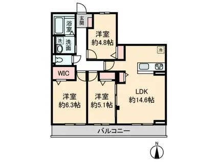 HEIM MAISON 庄内通駅東 B棟(3LDK/3階)の間取り写真