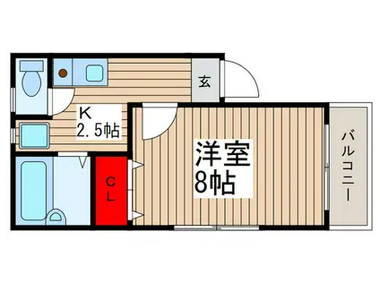 H・I CUBE(1K/1階)の間取り写真