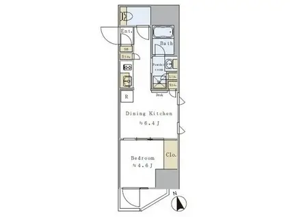 プライマル元浅草(1DK/5階)の間取り写真