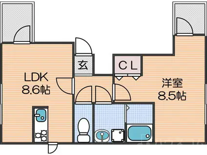 Tミッションインオオサカフロント(1LDK/2階)の間取り写真