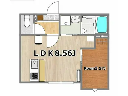 HARBOR TOWN(1LDK/1階)の間取り写真