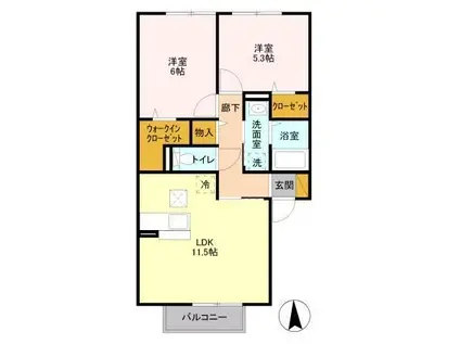 ロイヤルガーデンアネックス(2LDK/1階)の間取り写真