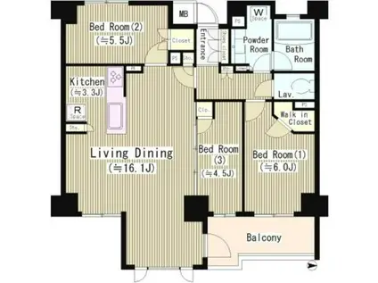 ジオ等々力(3LDK/1階)の間取り写真