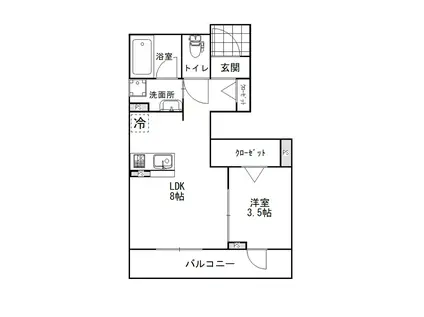セリシエール大津(1LDK/1階)の間取り写真