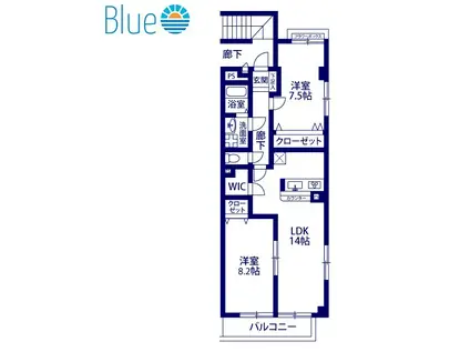 アンプルールフェールPLAGE(2LDK/2階)の間取り写真