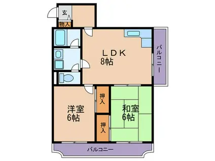 ICUBE都島(2LDK/4階)の間取り写真