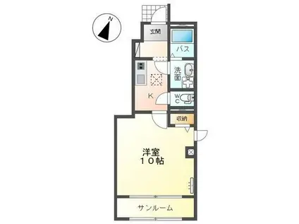 スモン E(1K/1階)の間取り写真