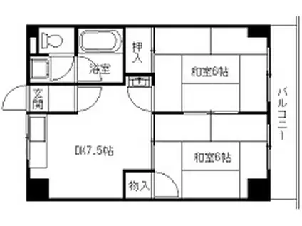ドゥエル志紀(2DK/1階)の間取り写真