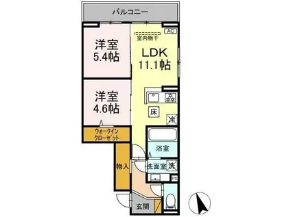 オーガスタハイツ(2LDK/1階)の間取り写真