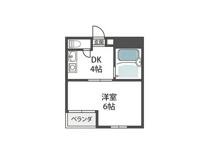 ゴッドフィールドIII(1DK/8階)の間取り写真