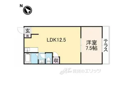 マンション花園(1LDK/1階)の間取り写真